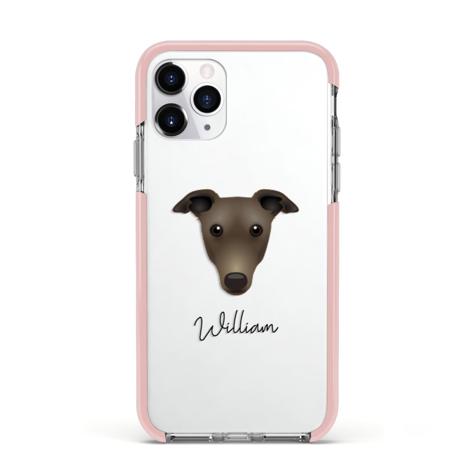 Greyhound Personalised Apple iPhone 11 Pro in Silver with Pink Impact Case