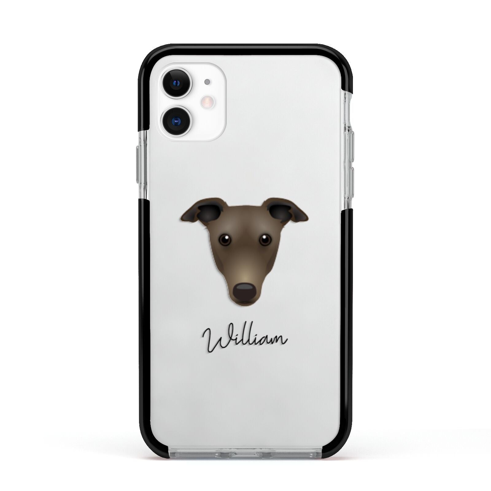 Greyhound Personalised Apple iPhone 11 in White with Black Impact Case