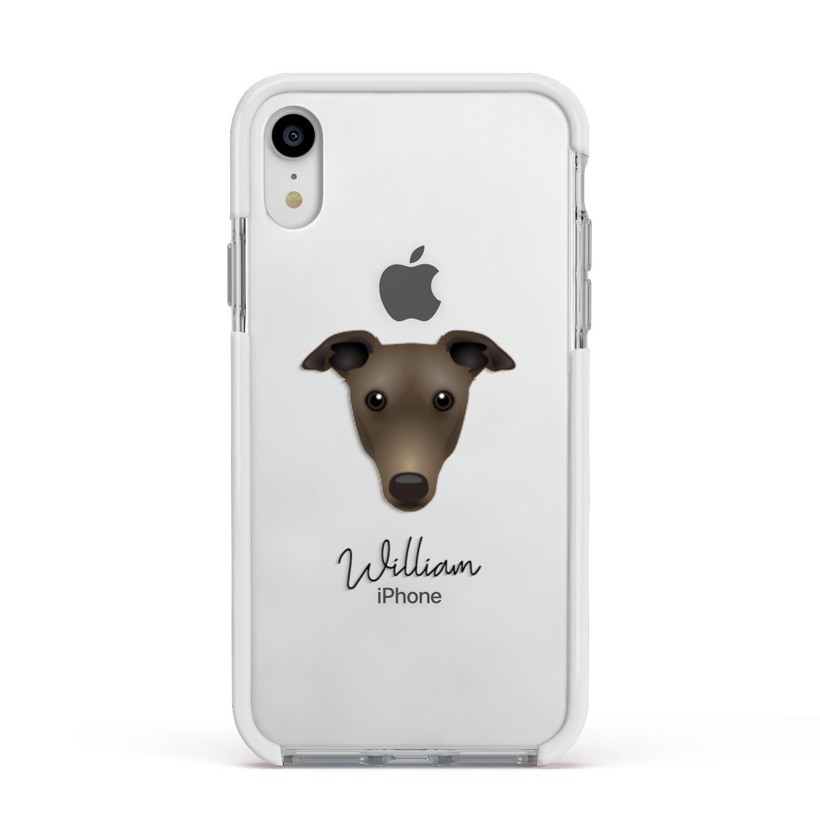Greyhound Personalised Apple iPhone XR Impact Case White Edge on Silver Phone