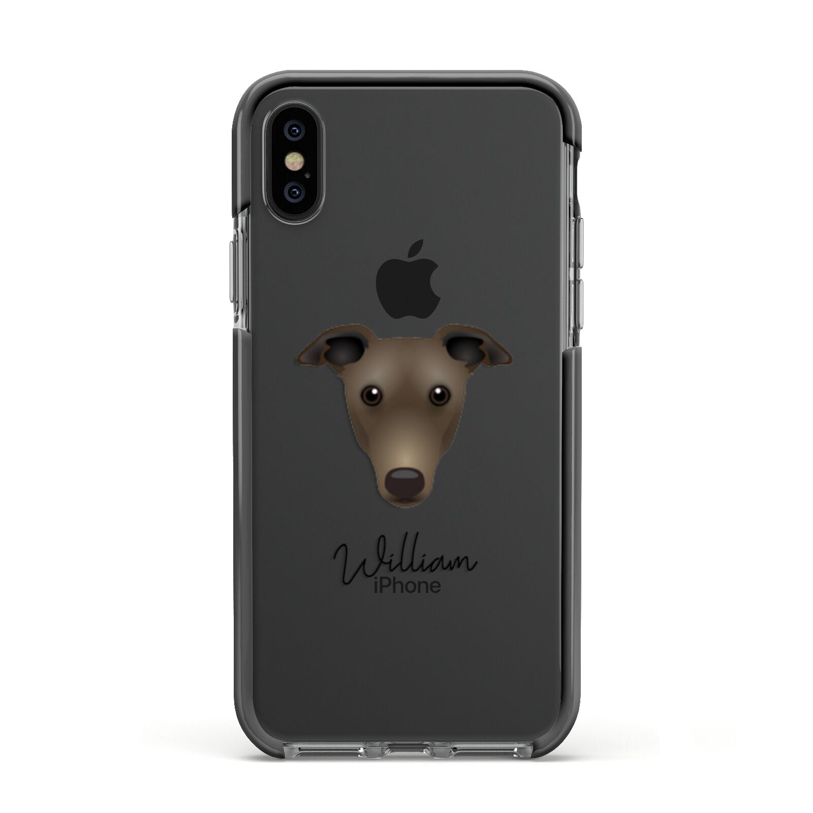 Greyhound Personalised Apple iPhone Xs Impact Case Black Edge on Black Phone