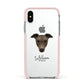 Greyhound Personalised Apple iPhone Xs Impact Case Pink Edge on Silver Phone