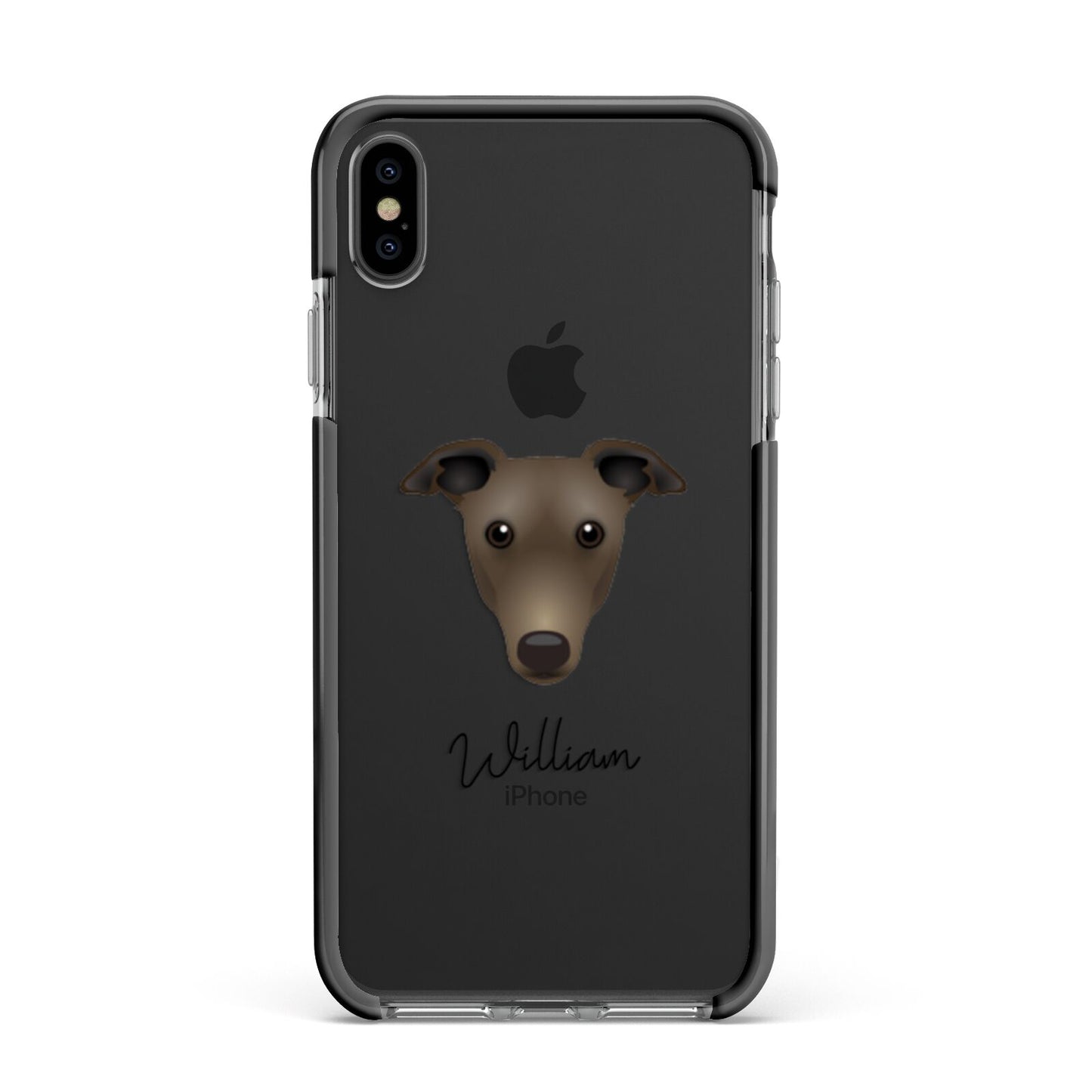 Greyhound Personalised Apple iPhone Xs Max Impact Case Black Edge on Black Phone