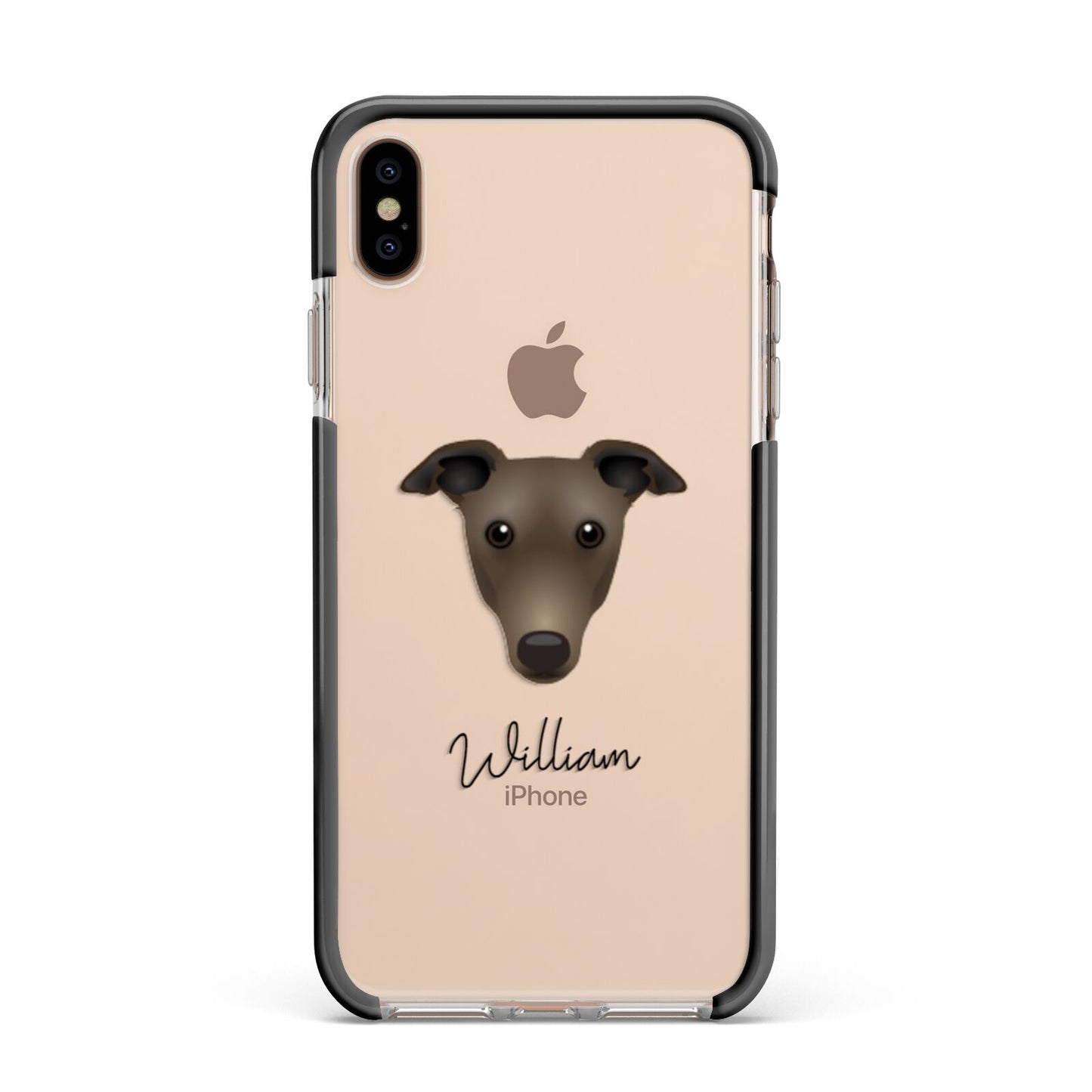 Greyhound Personalised Apple iPhone Xs Max Impact Case Black Edge on Gold Phone