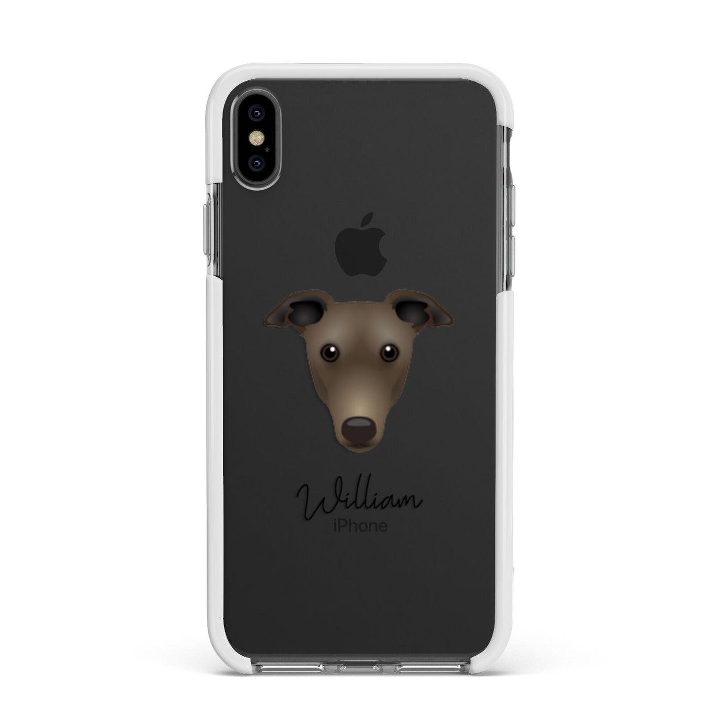Greyhound Personalised Apple iPhone Xs Max Impact Case White Edge on Black Phone