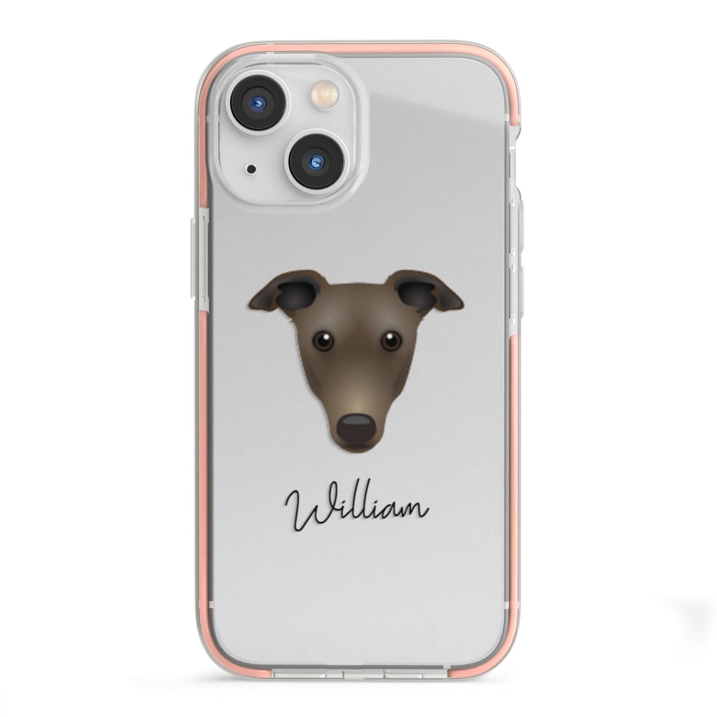 Greyhound Personalised iPhone 13 Mini TPU Impact Case with Pink Edges