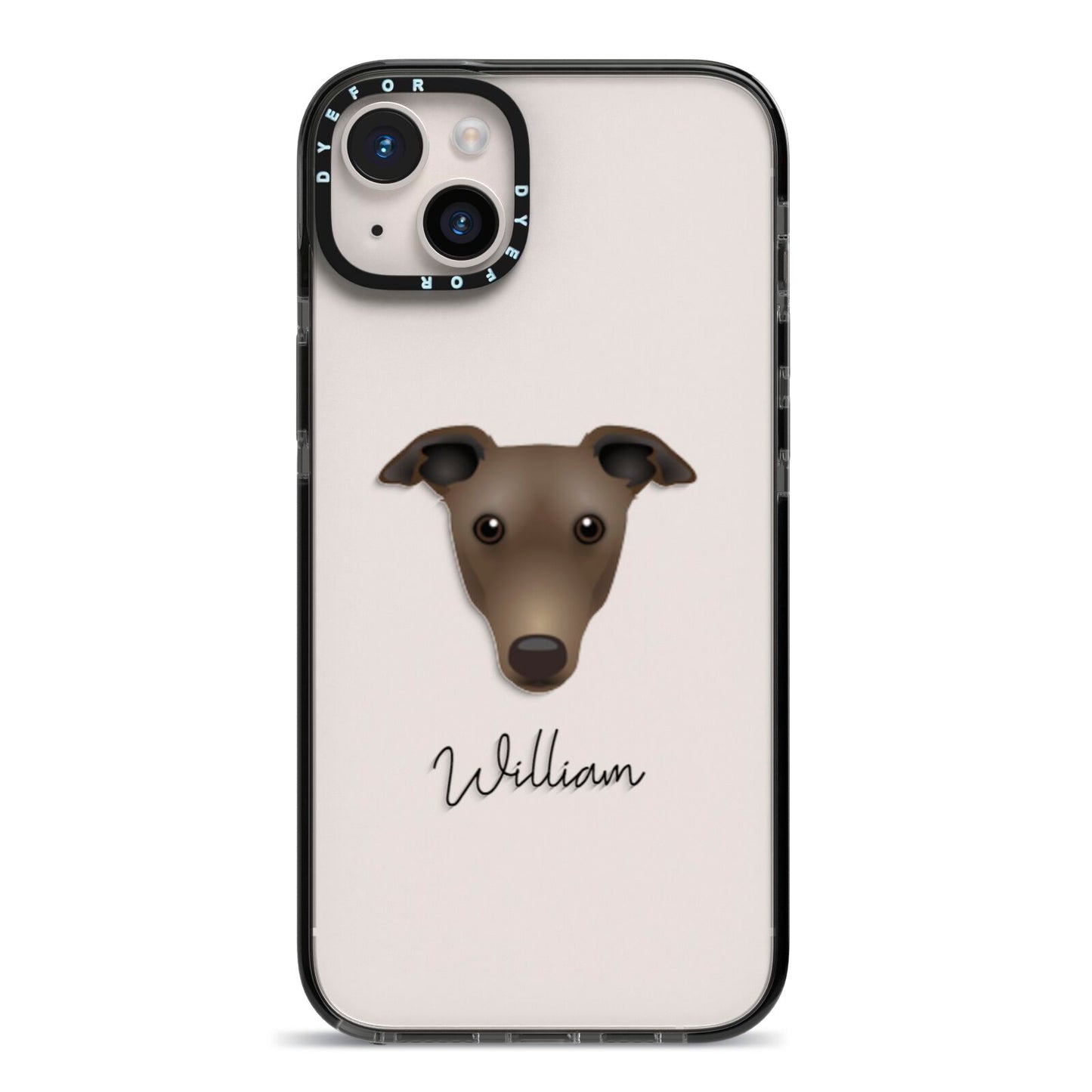 Greyhound Personalised iPhone 14 Plus Black Impact Case on Silver phone