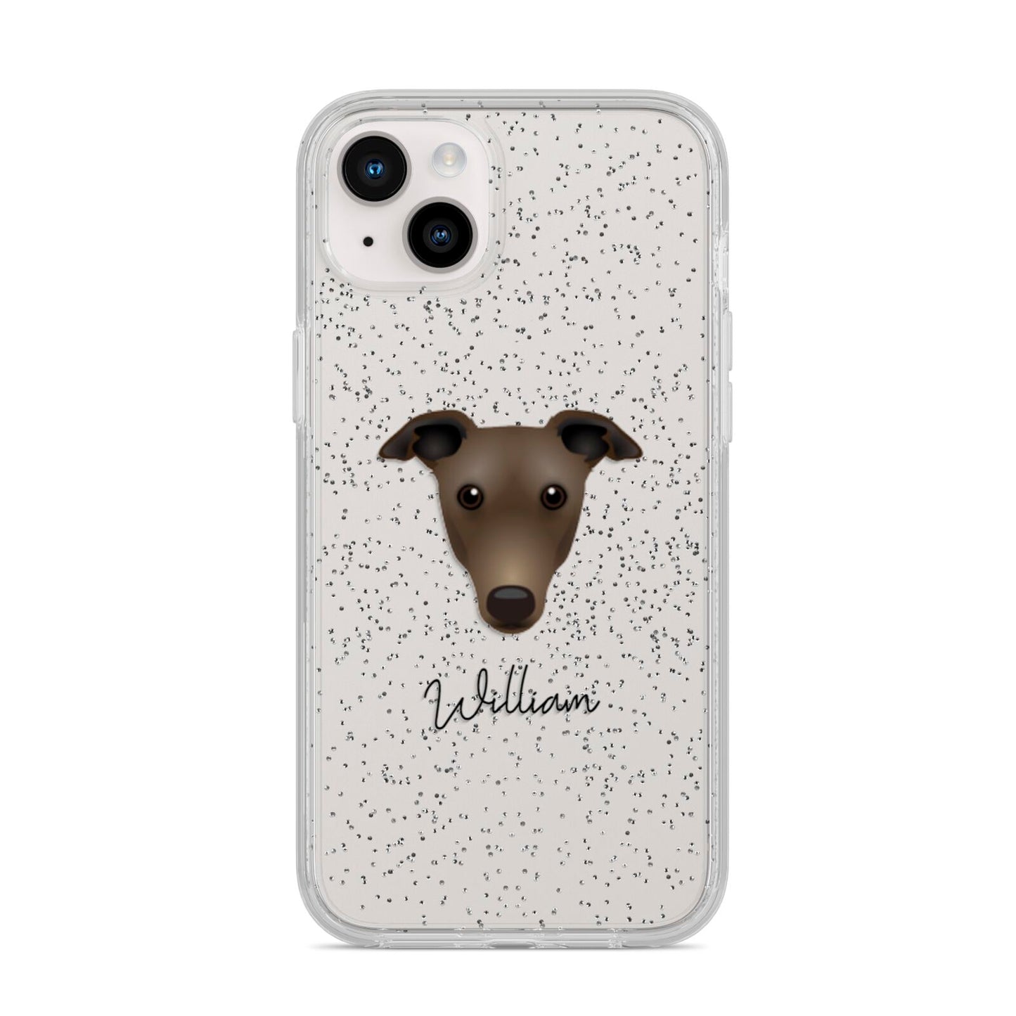 Greyhound Personalised iPhone 14 Plus Glitter Tough Case Starlight