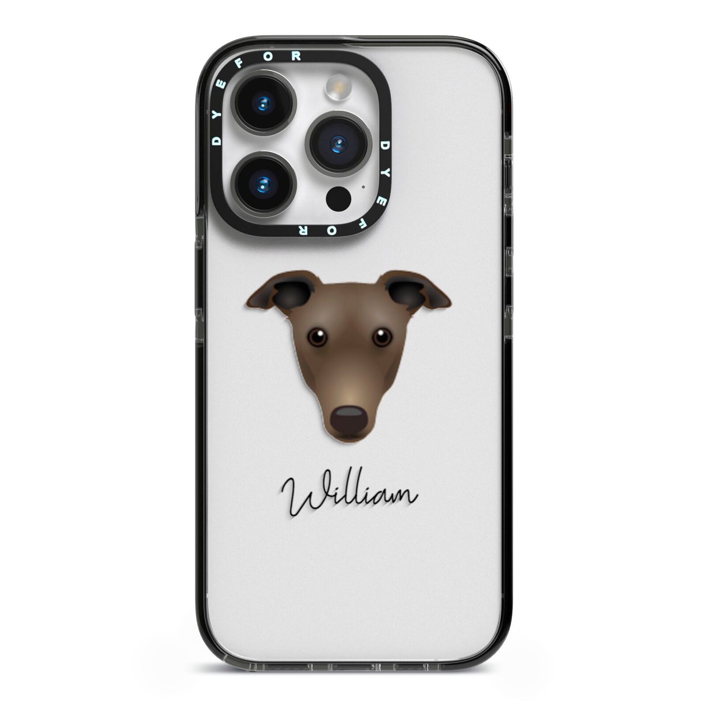 Greyhound Personalised iPhone 14 Pro Black Impact Case on Silver phone