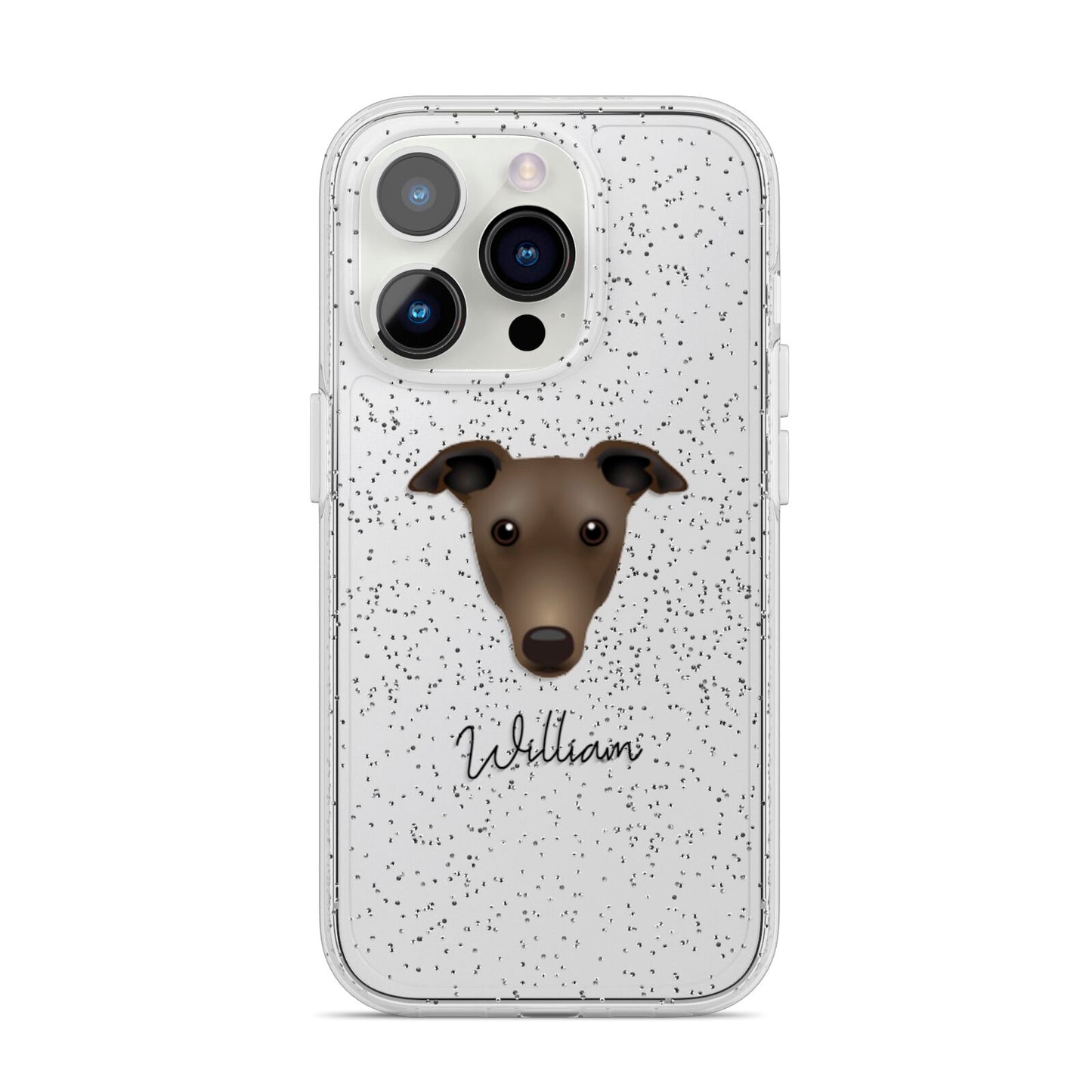 Greyhound Personalised iPhone 14 Pro Glitter Tough Case Silver