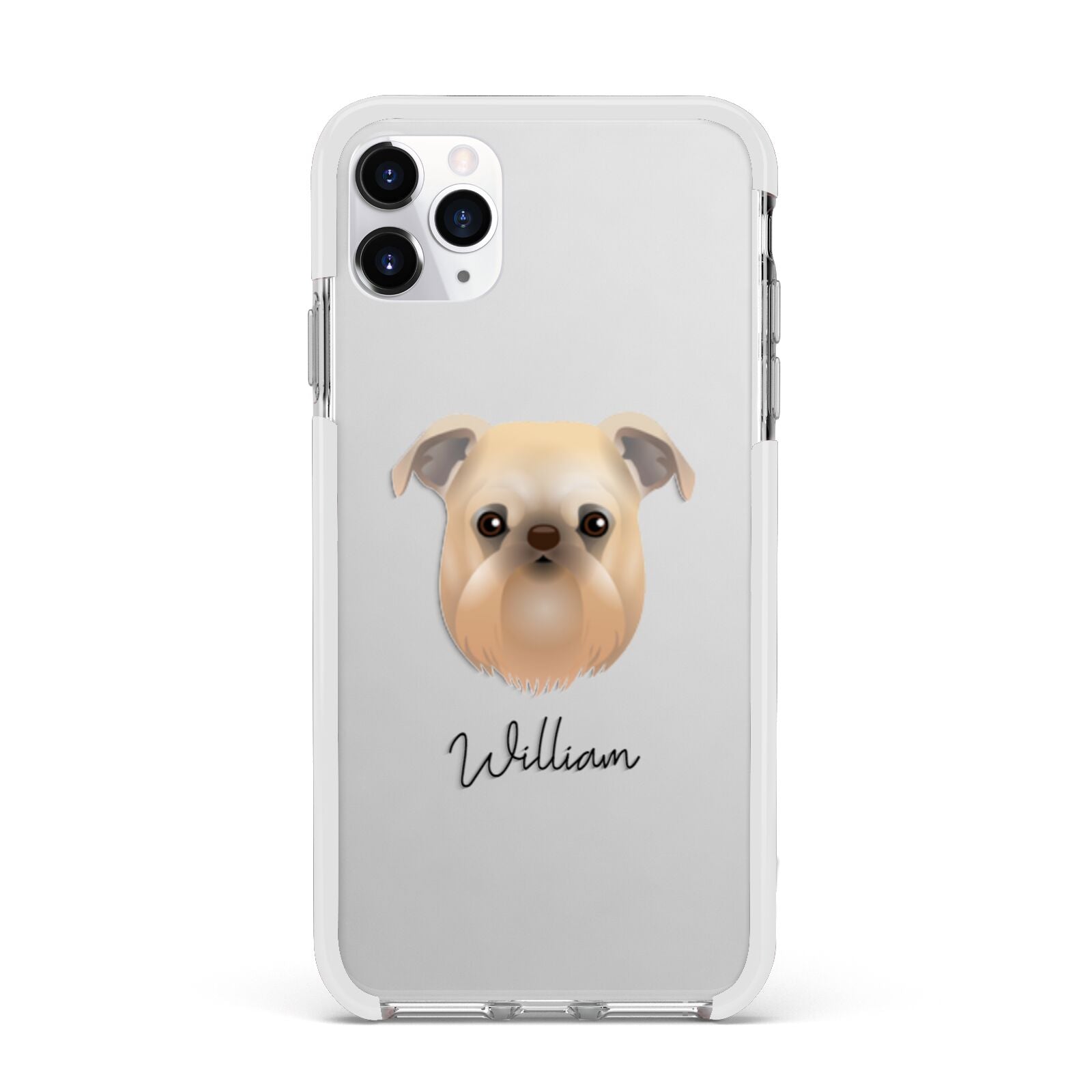 Griffon Bruxellois Personalised Apple iPhone 11 Pro Max in Silver with White Impact Case