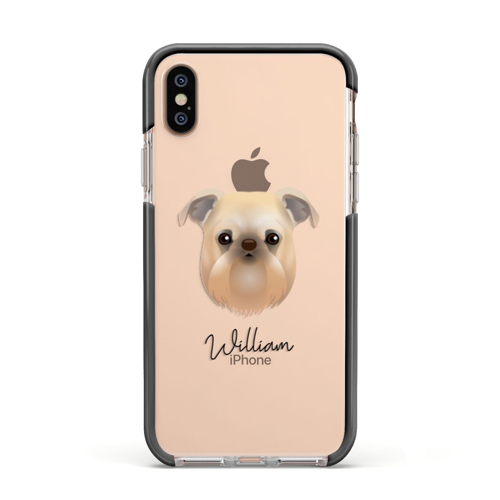 Griffon Bruxellois Personalised Apple iPhone Xs Impact Case Black Edge on Gold Phone