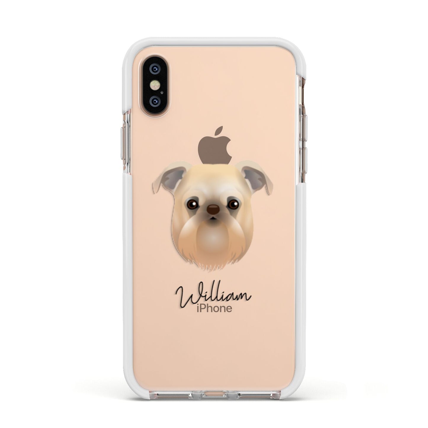 Griffon Bruxellois Personalised Apple iPhone Xs Impact Case White Edge on Gold Phone