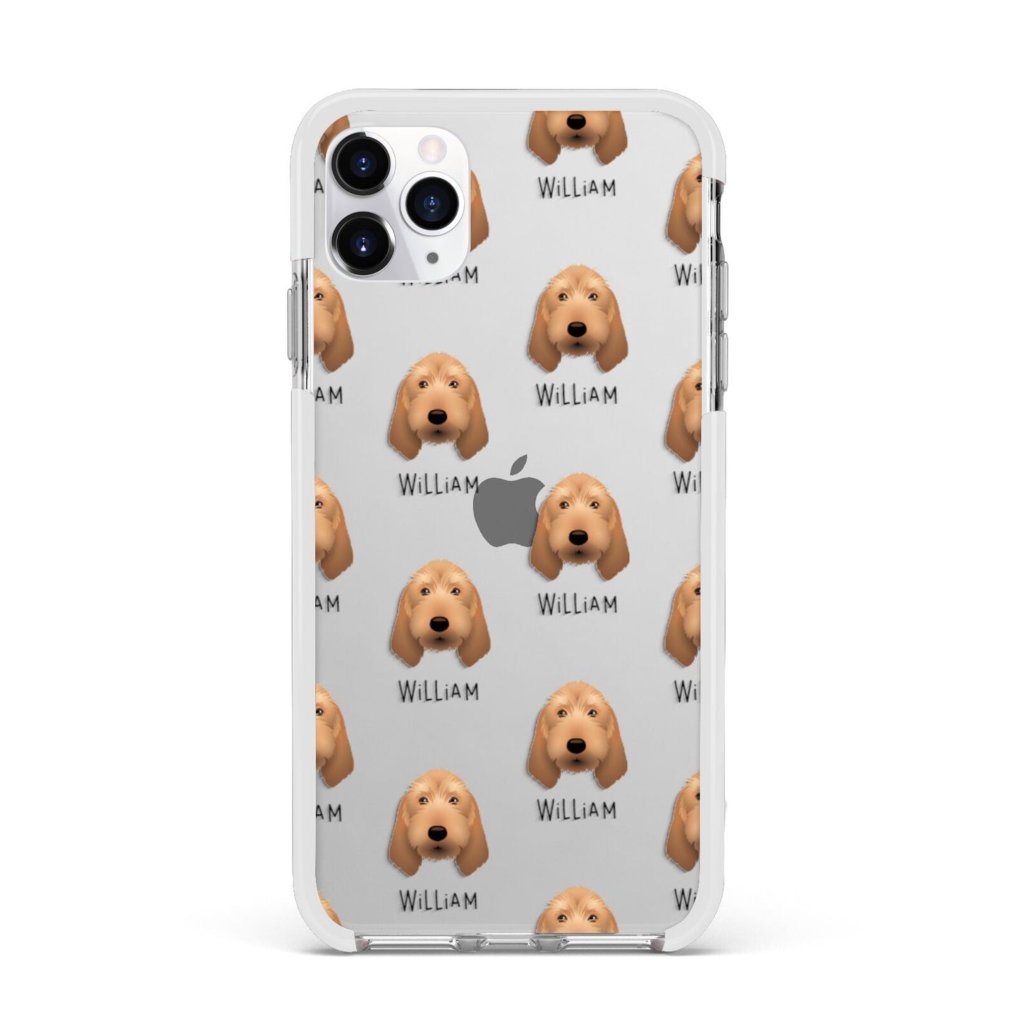 Griffon Fauve De Bretagne Icon with Name Apple iPhone 11 Pro Max in Silver with White Impact Case