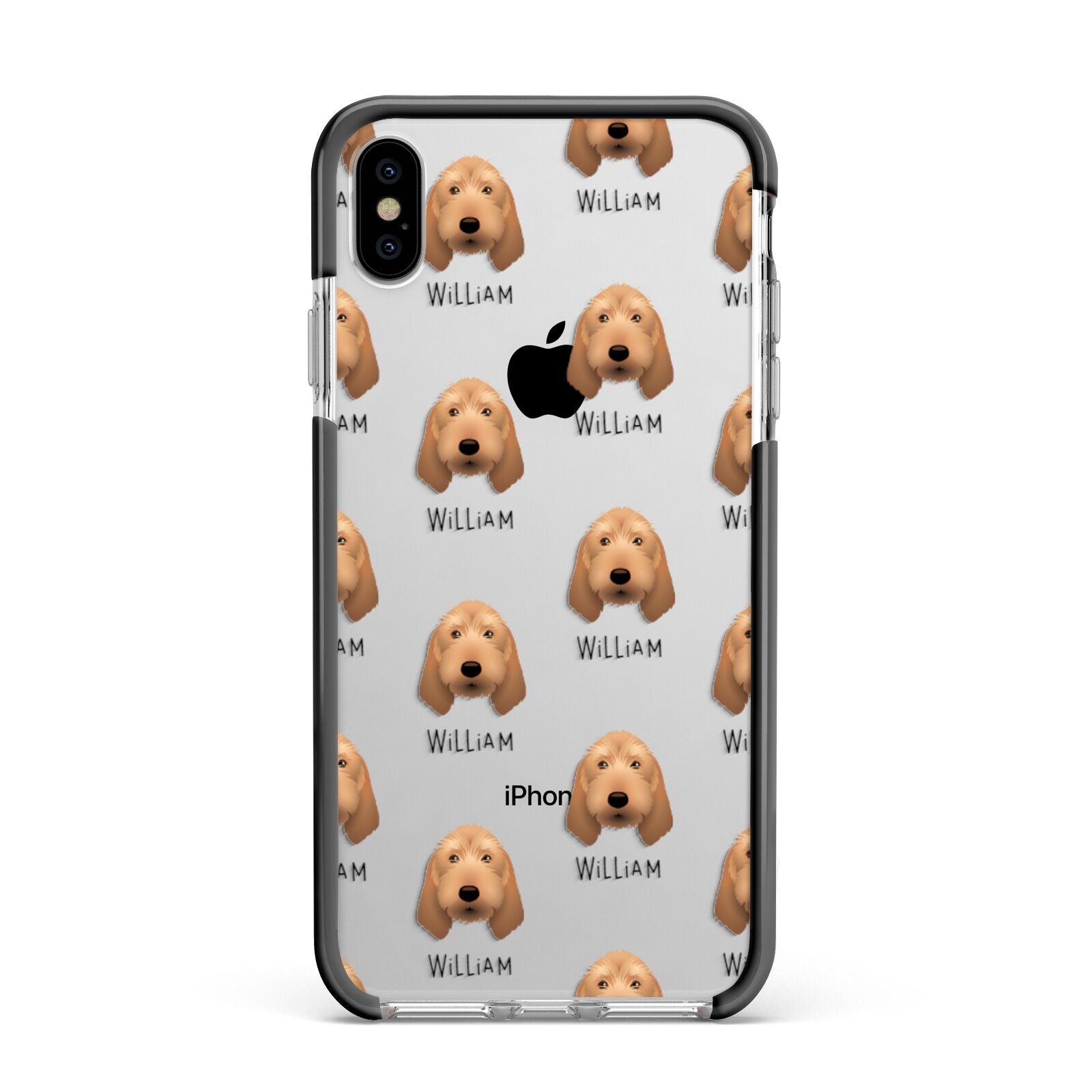 Griffon Fauve De Bretagne Icon with Name Apple iPhone Xs Max Impact Case Black Edge on Silver Phone