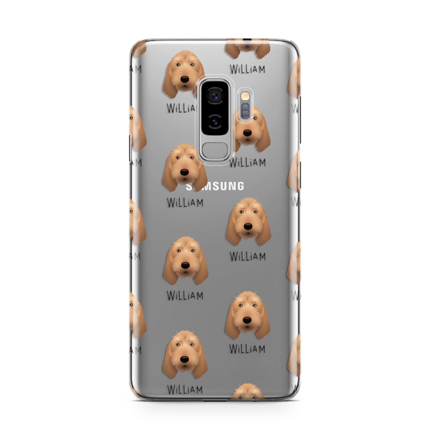 Griffon Fauve De Bretagne Icon with Name Samsung Galaxy S9 Plus Case on Silver phone