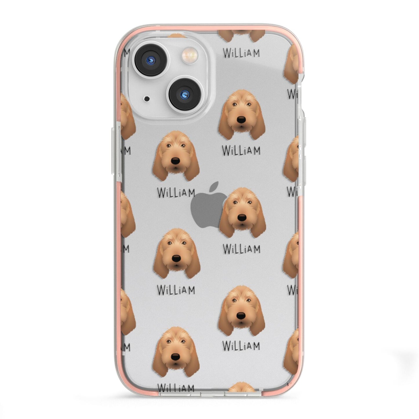 Griffon Fauve De Bretagne Icon with Name iPhone 13 Mini TPU Impact Case with Pink Edges