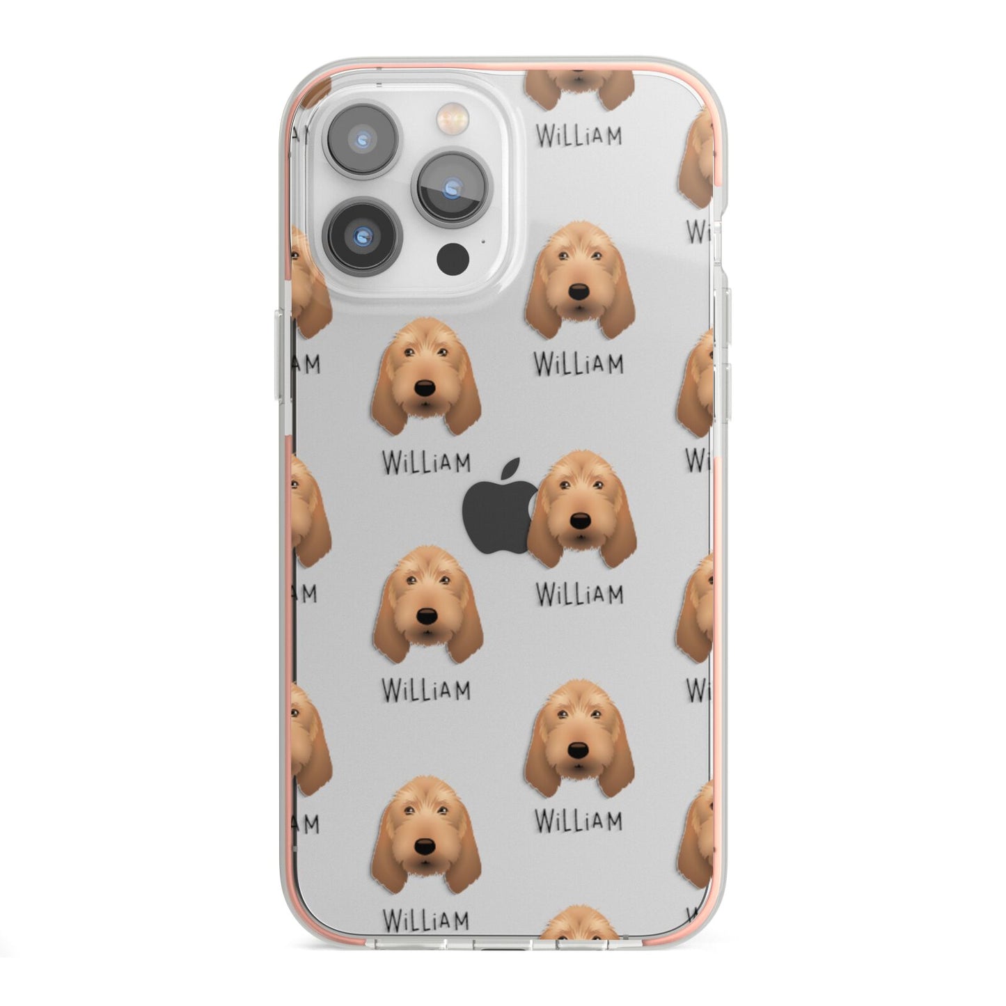 Griffon Fauve De Bretagne Icon with Name iPhone 13 Pro Max TPU Impact Case with Pink Edges