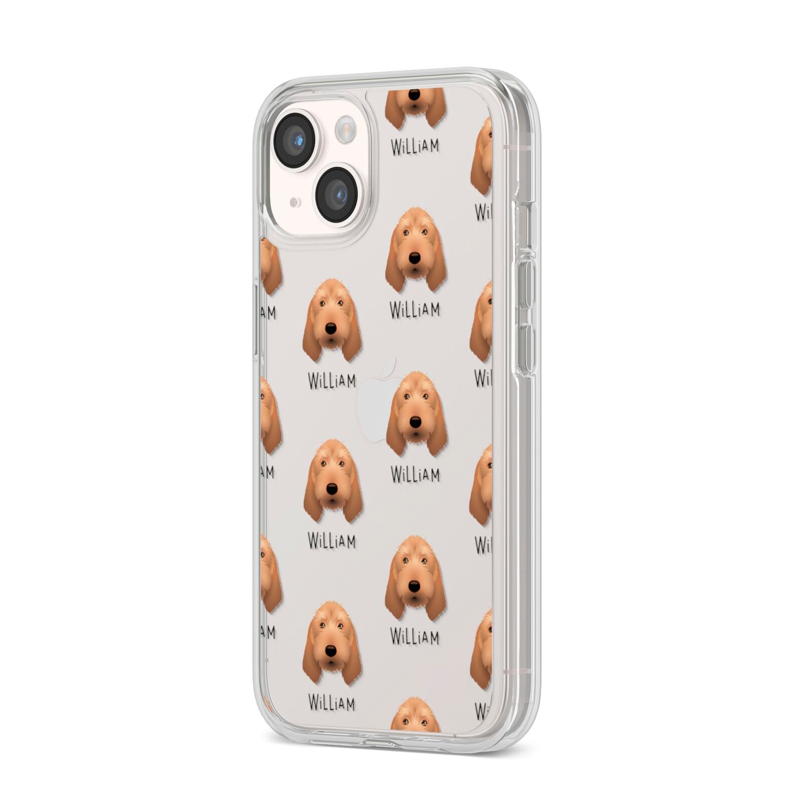 Griffon Fauve De Bretagne Icon with Name iPhone 14 Clear Tough Case Starlight Angled Image