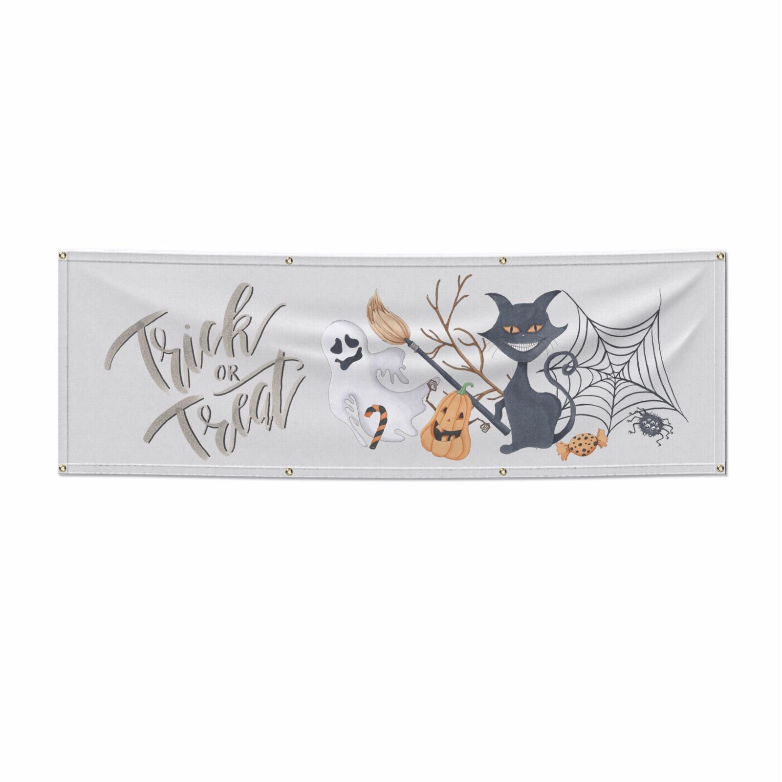 Grinning Cat Halloween 6x2 Vinly Banner with Grommets