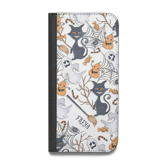 Grinning Cat Halloween Vegan Leather Flip iPhone Case