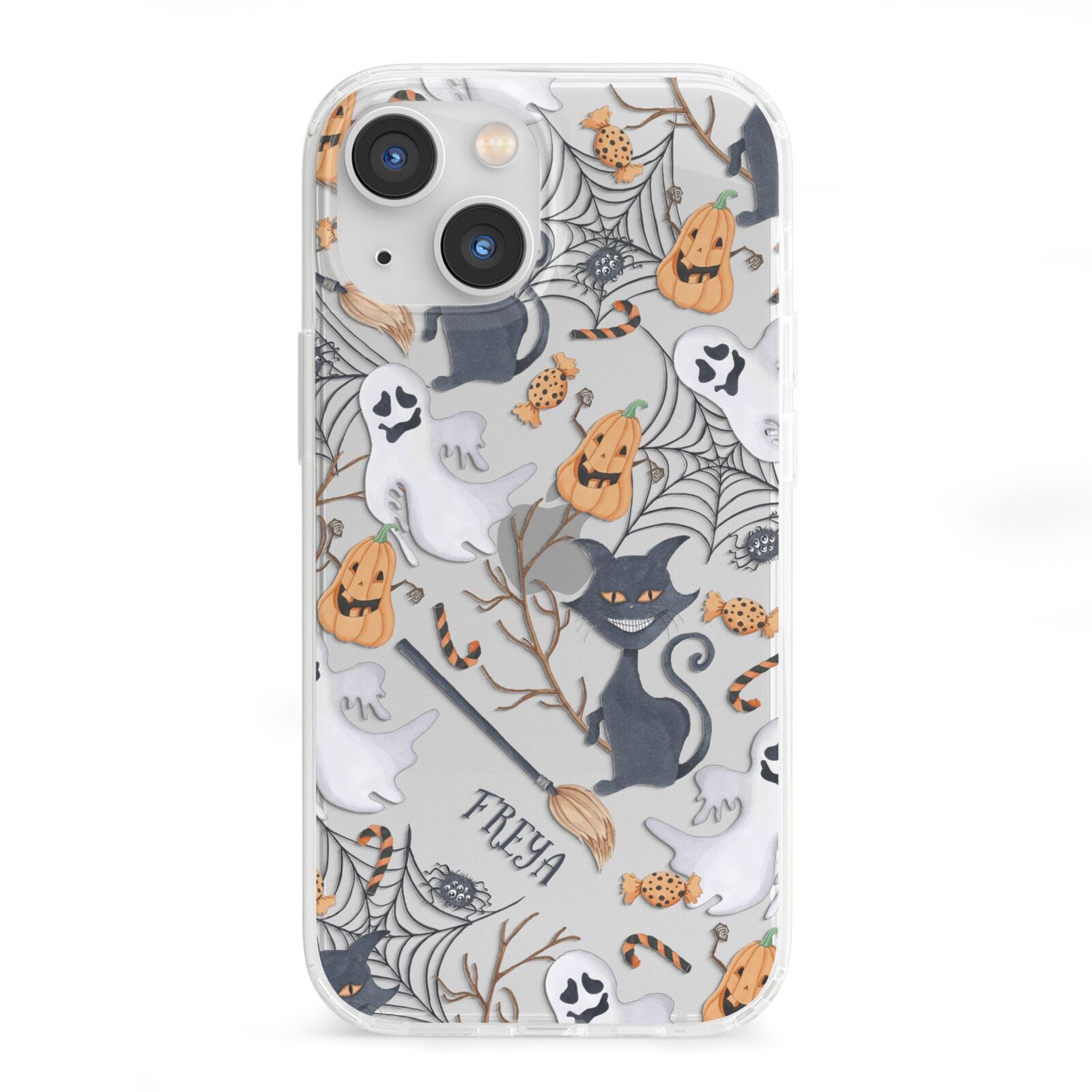 Grinning Cat Halloween iPhone 13 Mini Clear Bumper Case