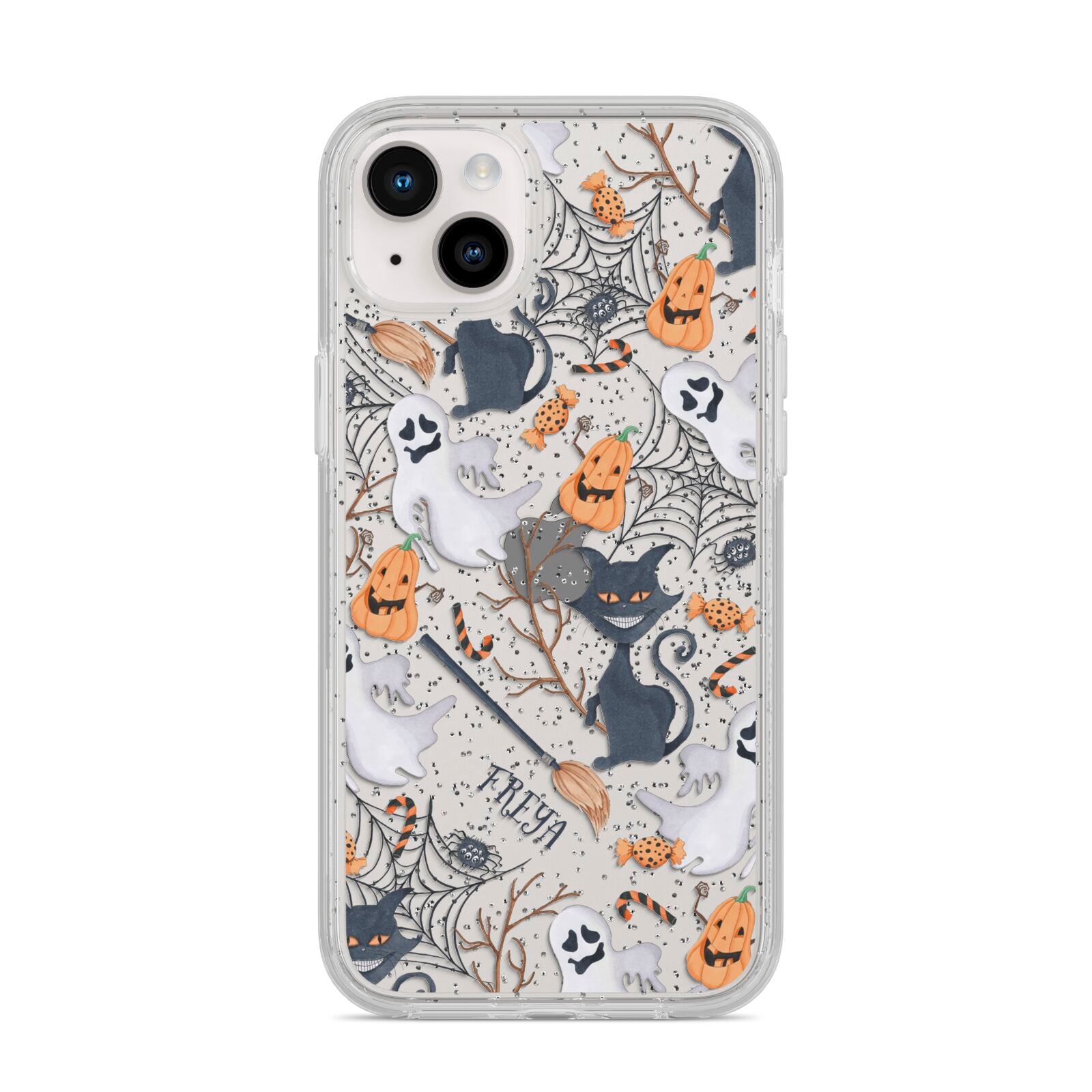 Grinning Cat Halloween iPhone 14 Plus Glitter Tough Case Starlight