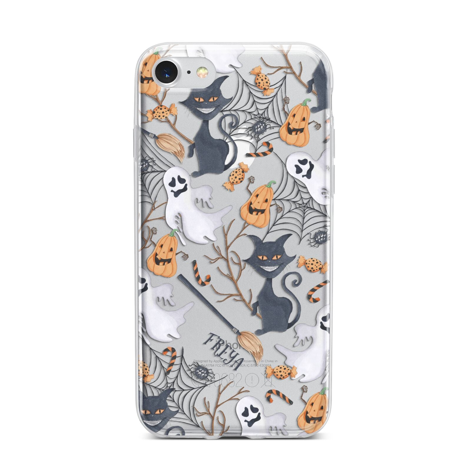 Grinning Cat Halloween iPhone 7 Bumper Case on Silver iPhone