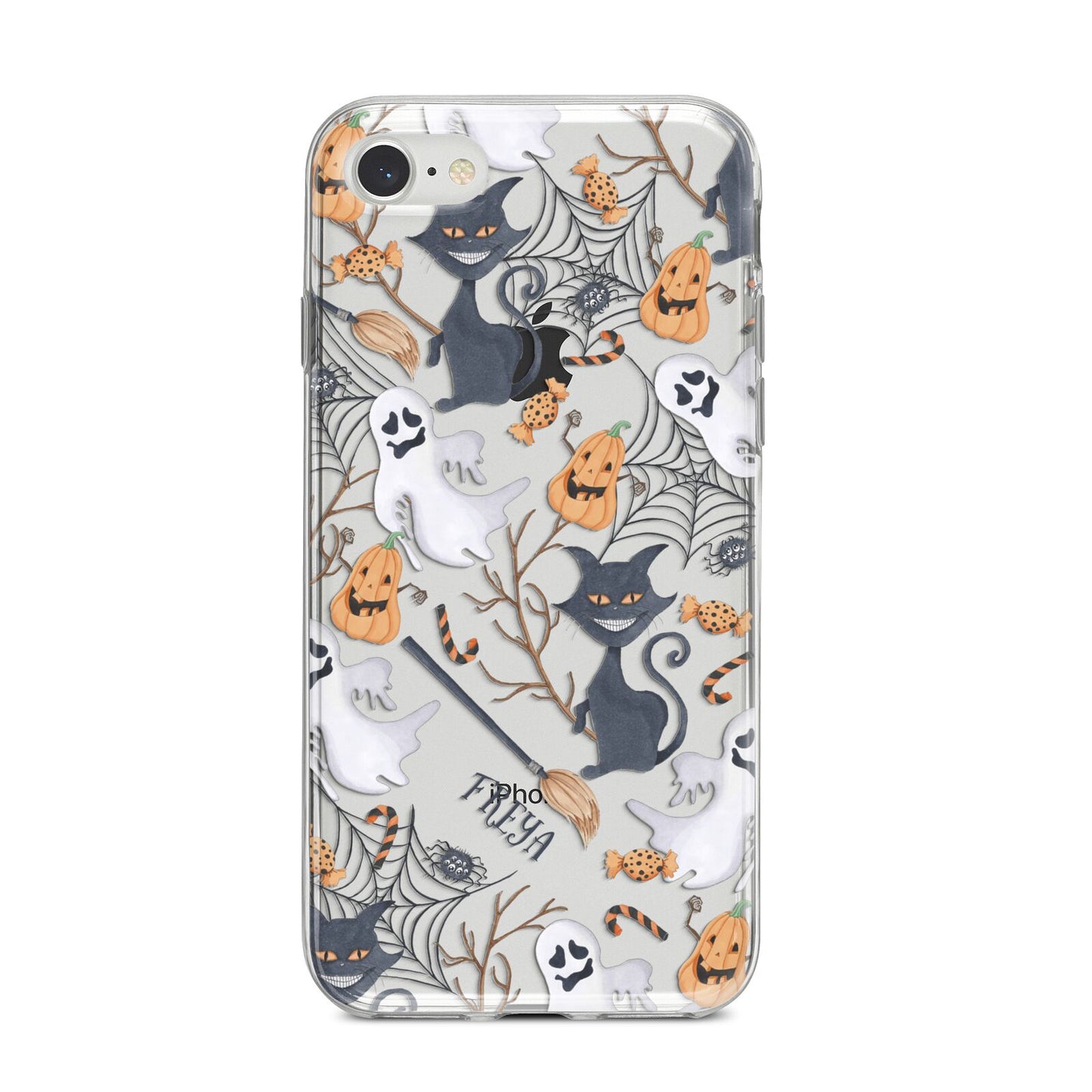 Grinning Cat Halloween iPhone 8 Bumper Case on Silver iPhone