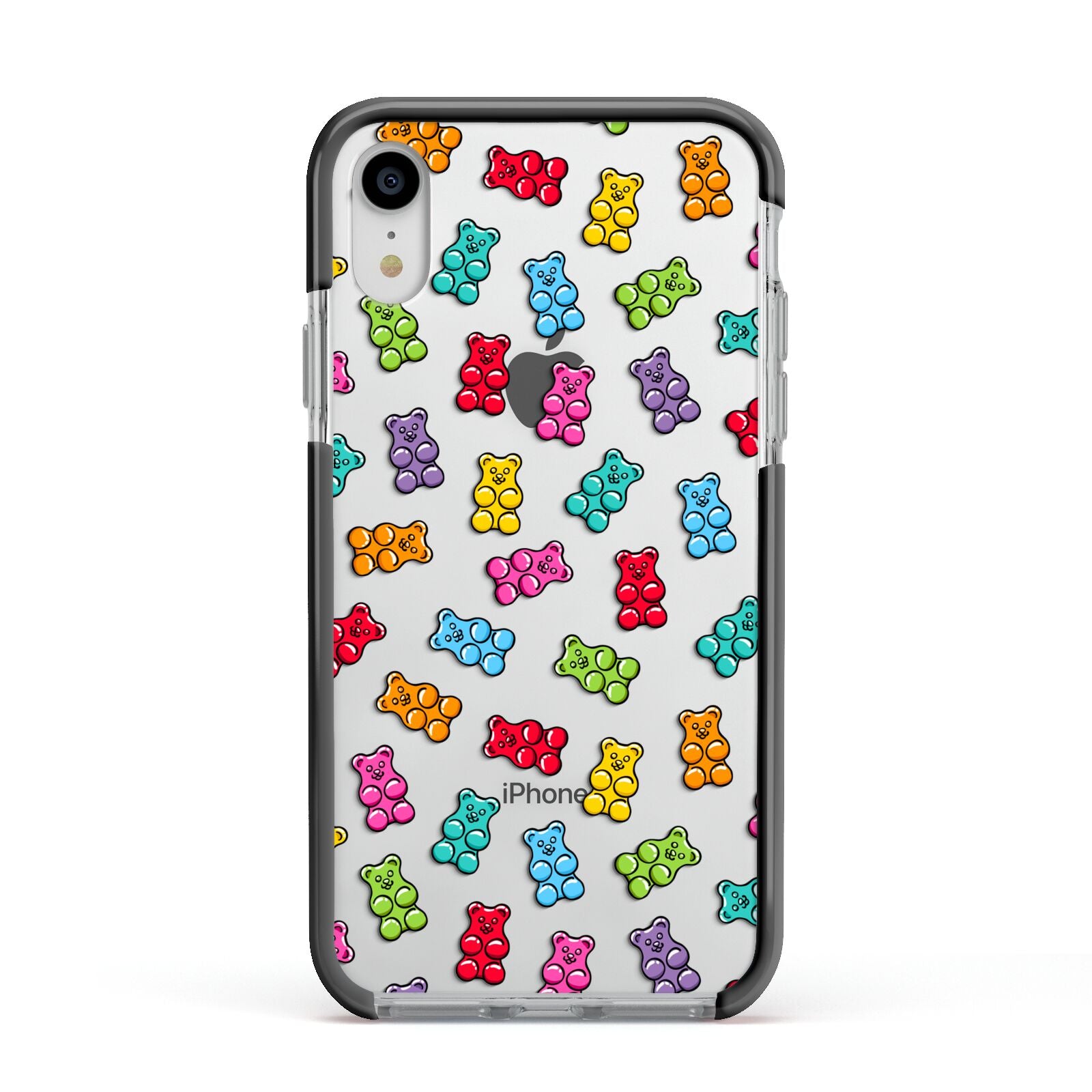 Gummy Bear Apple iPhone XR Impact Case Black Edge on Silver Phone