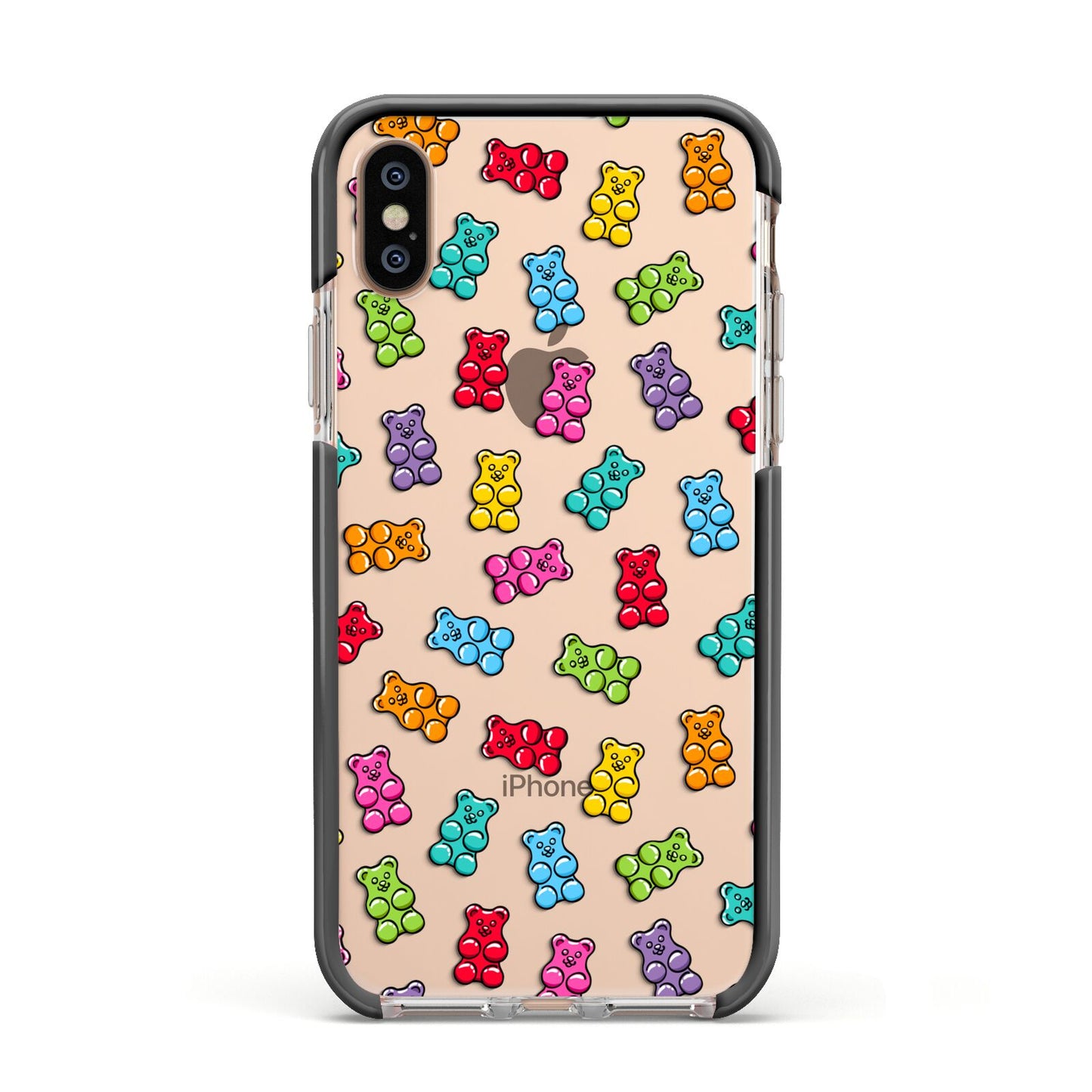 Gummy Bear Apple iPhone Xs Impact Case Black Edge on Gold Phone