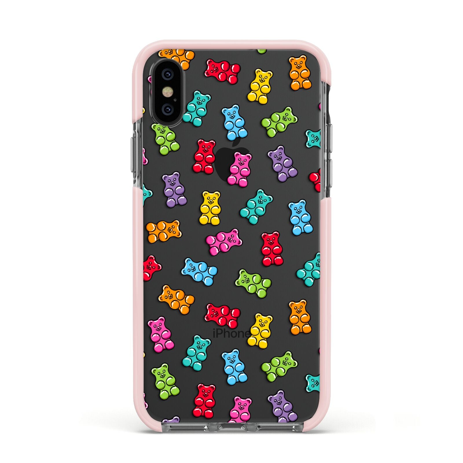 Gummy Bear Apple iPhone Xs Impact Case Pink Edge on Black Phone