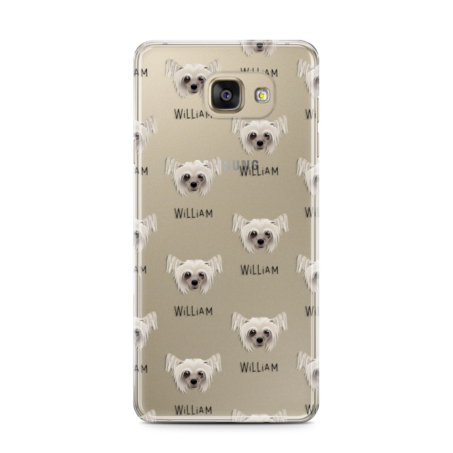 Hairless Chinese Crested Icon with Name Samsung Galaxy A7 2016 Case on gold phone