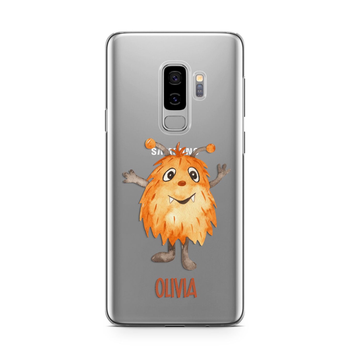 Hairy Halloween Monster Samsung Galaxy S9 Plus Case on Silver phone