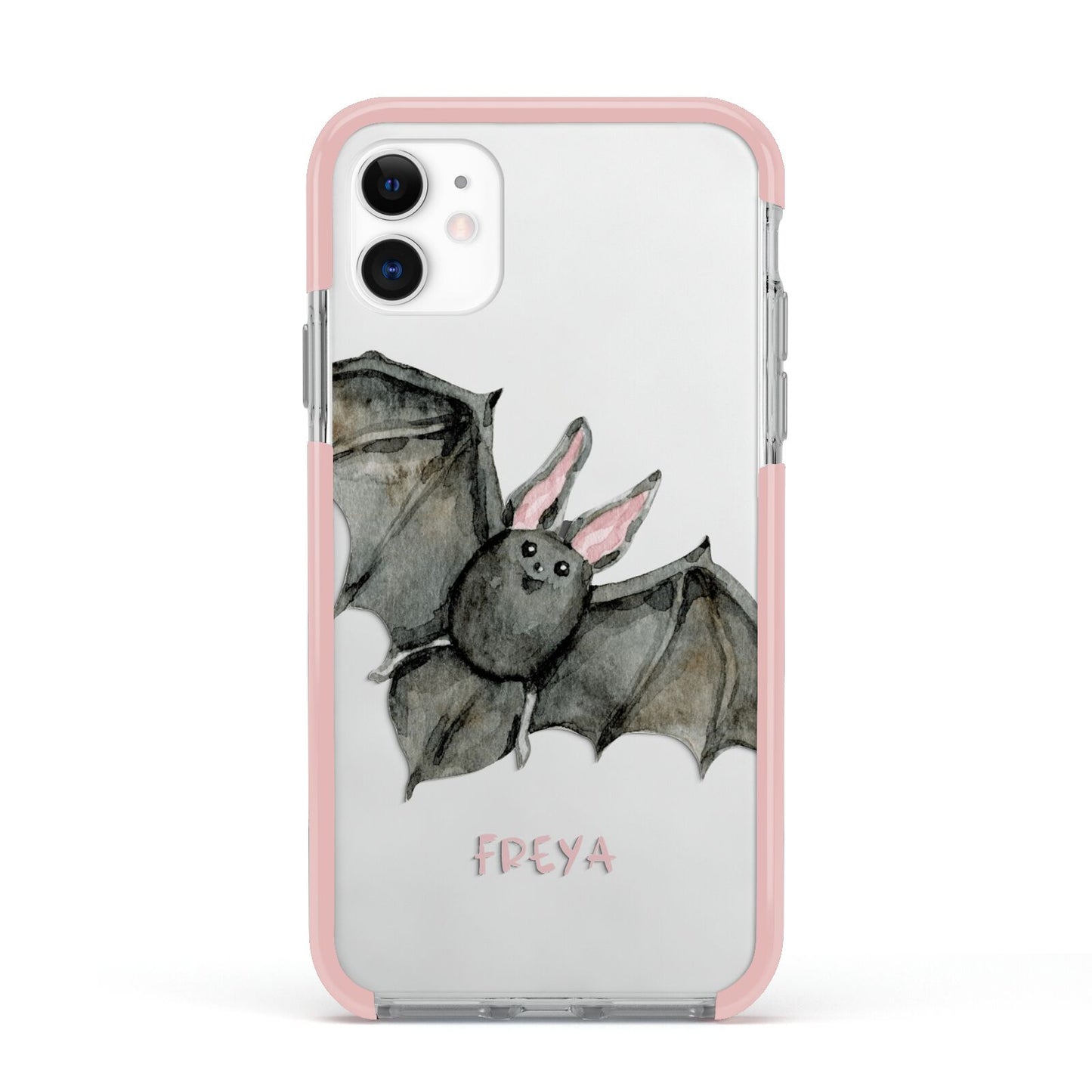 Halloween Bat Apple iPhone 11 in White with Pink Impact Case