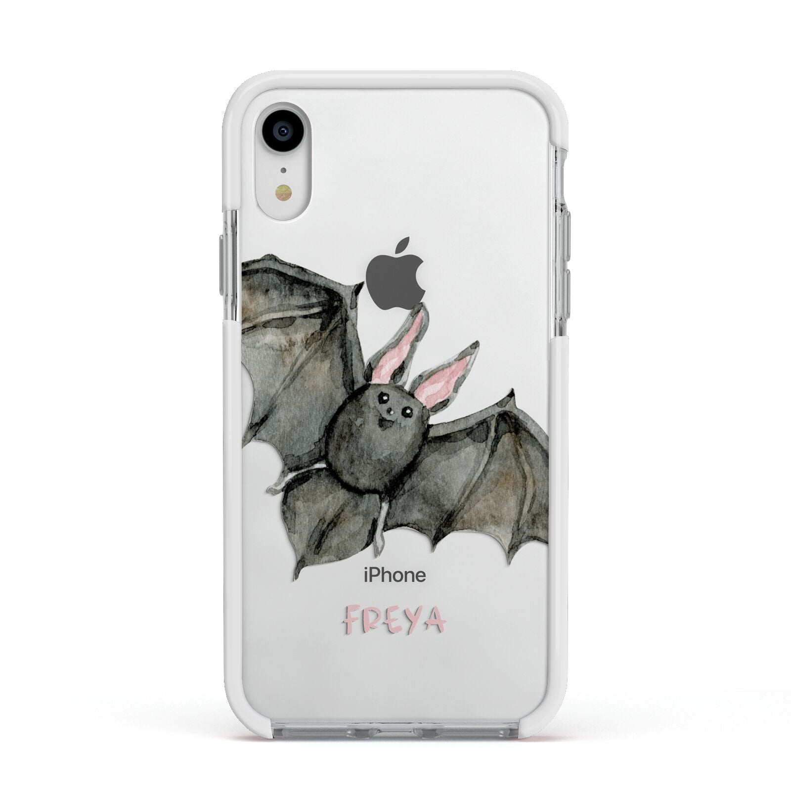 Halloween Bat Apple iPhone XR Impact Case White Edge on Silver Phone