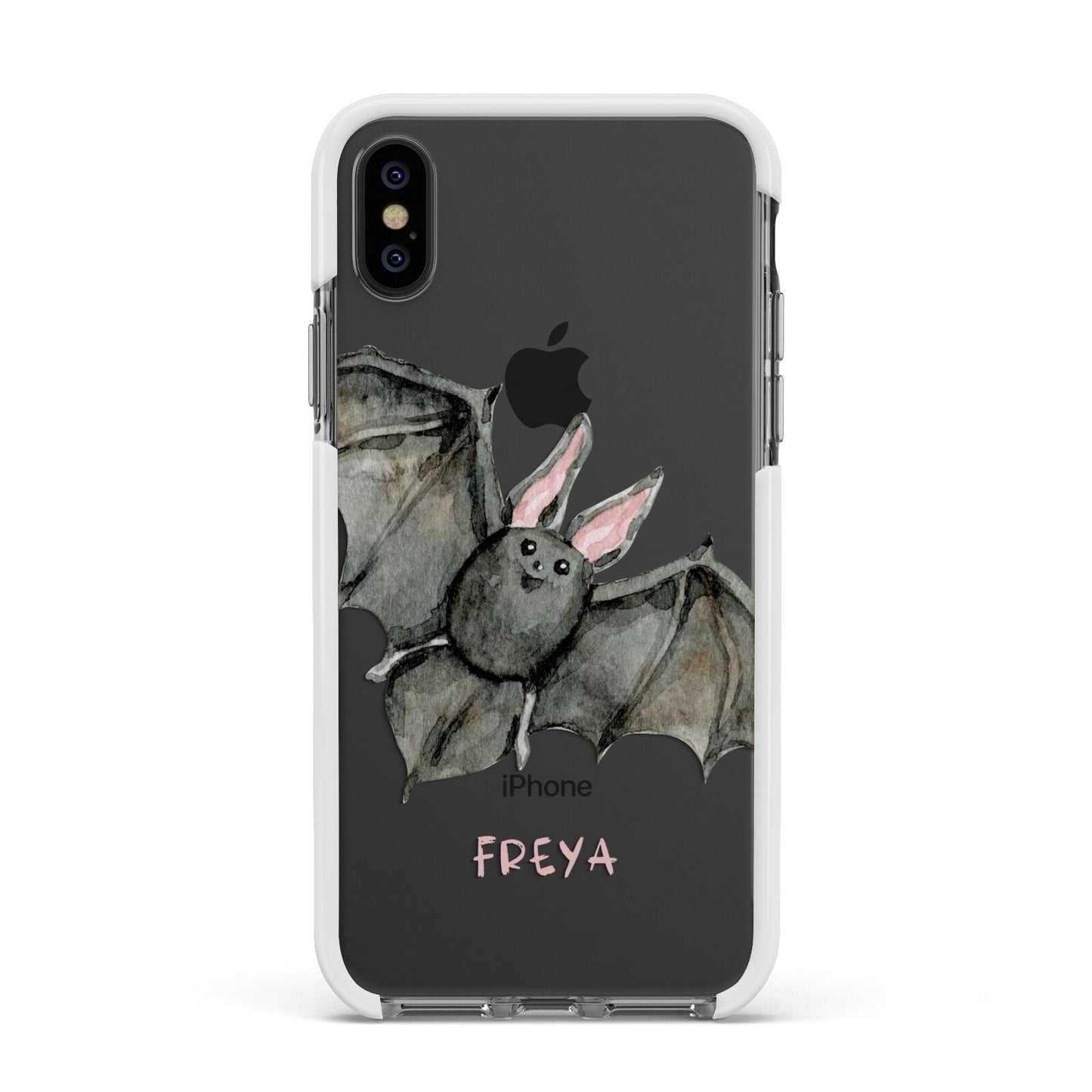 Halloween Bat Apple iPhone Xs Impact Case White Edge on Black Phone