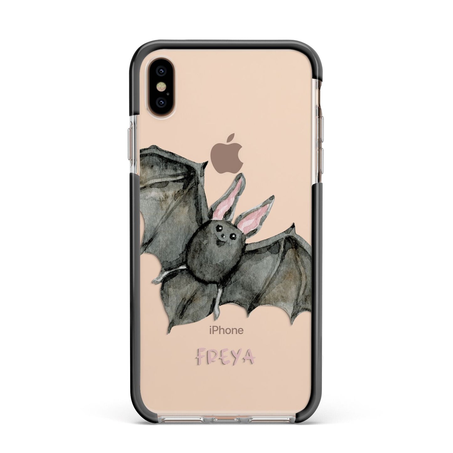 Halloween Bat Apple iPhone Xs Max Impact Case Black Edge on Gold Phone