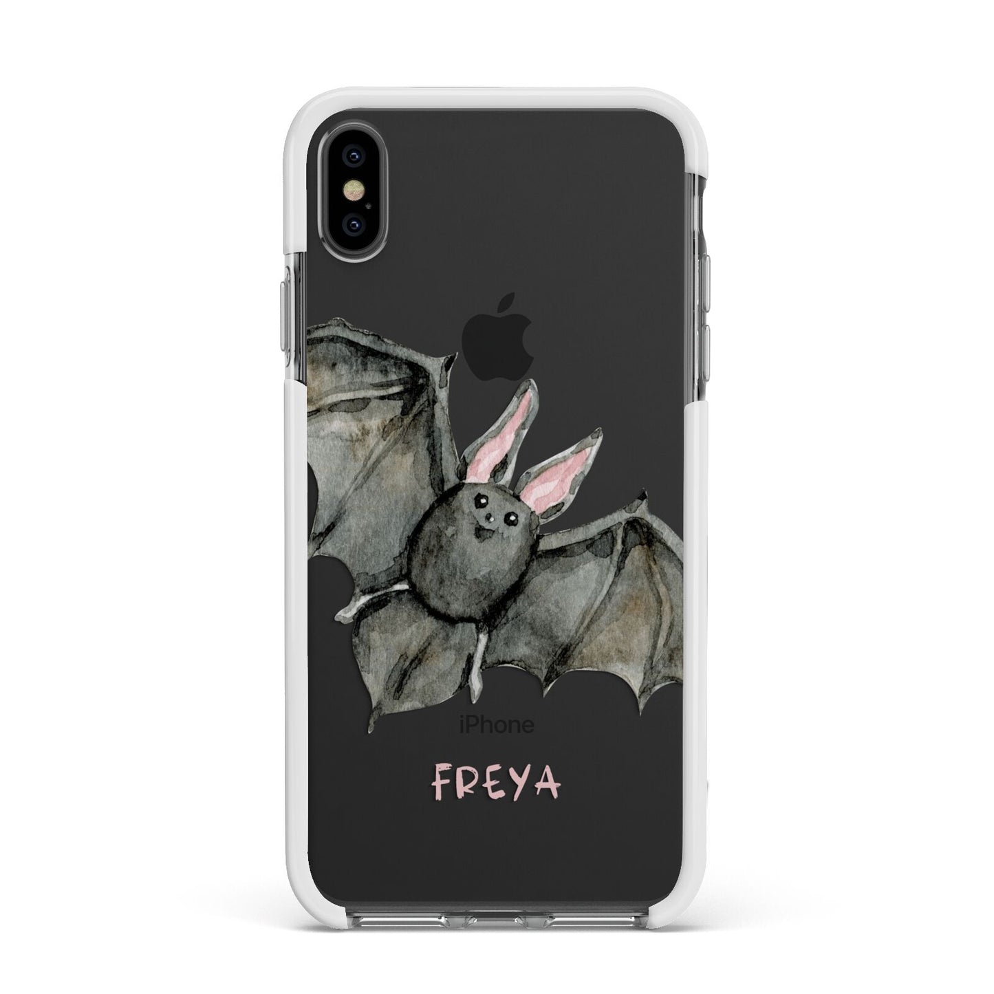 Halloween Bat Apple iPhone Xs Max Impact Case White Edge on Black Phone