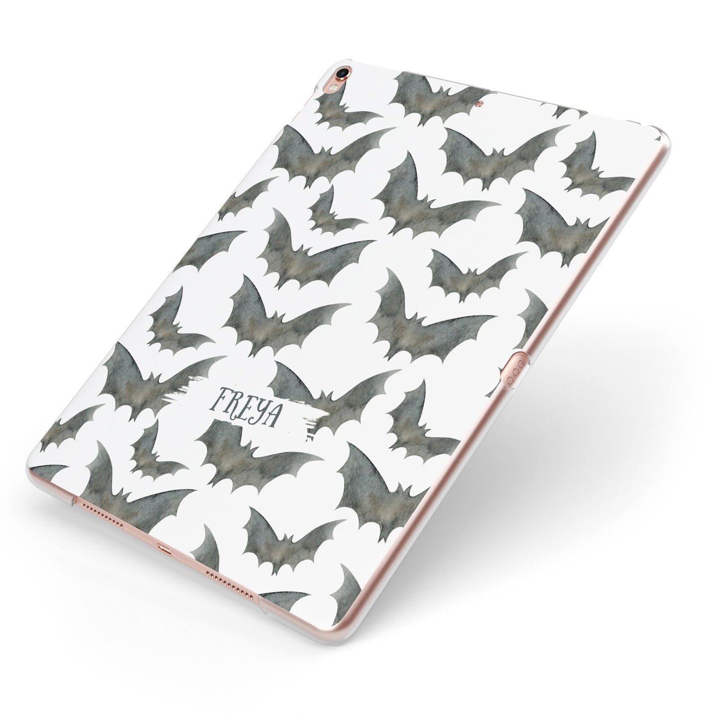 Halloween Bat Cloud Apple iPad Case on Rose Gold iPad Side View