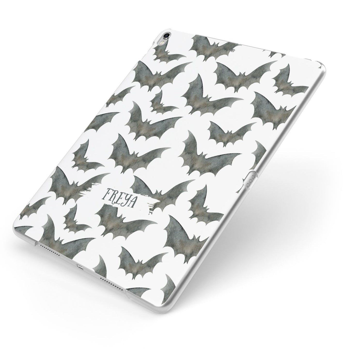 Halloween Bat Cloud Apple iPad Case on Silver iPad Side View