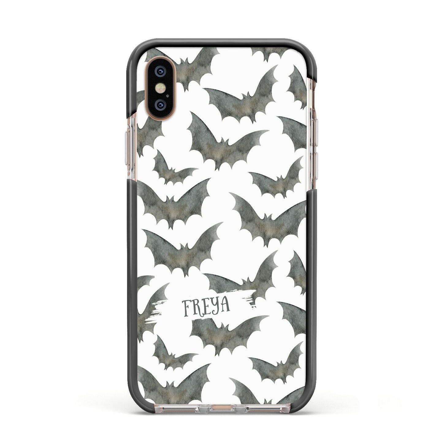 Halloween Bat Cloud Apple iPhone Xs Impact Case Black Edge on Gold Phone