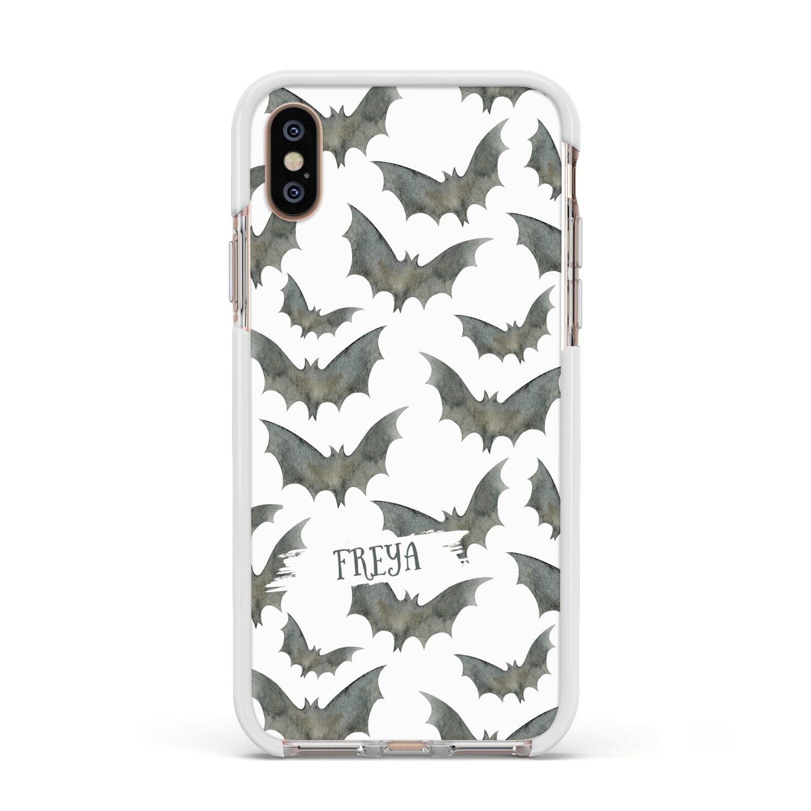 Halloween Bat Cloud Apple iPhone Xs Impact Case White Edge on Gold Phone