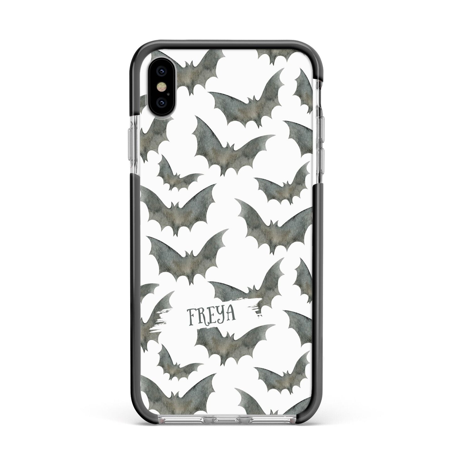 Halloween Bat Cloud Apple iPhone Xs Max Impact Case Black Edge on Silver Phone