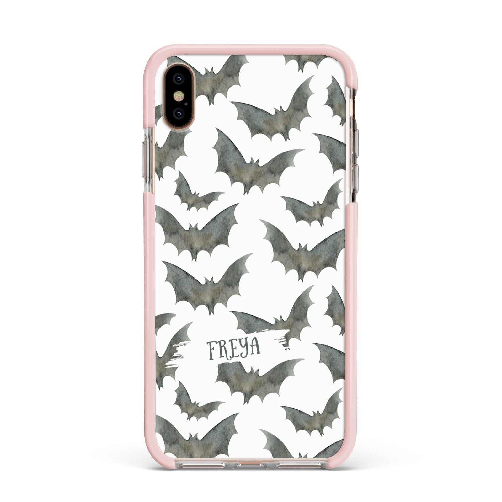 Halloween Bat Cloud Apple iPhone Xs Max Impact Case Pink Edge on Gold Phone