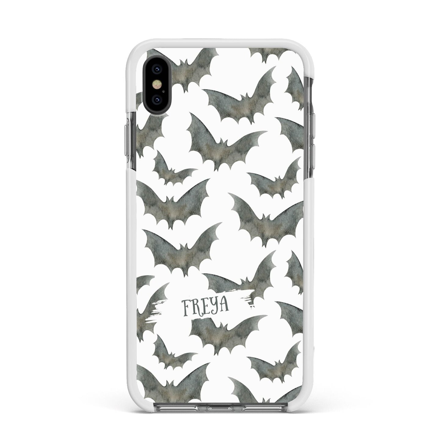 Halloween Bat Cloud Apple iPhone Xs Max Impact Case White Edge on Black Phone