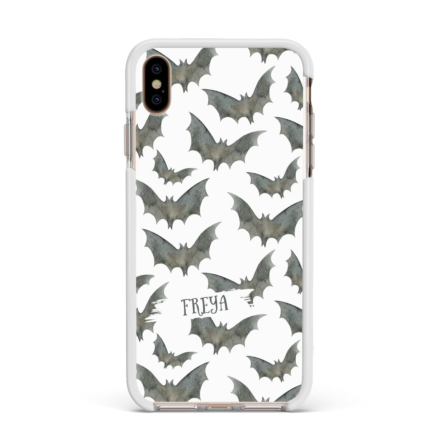 Halloween Bat Cloud Apple iPhone Xs Max Impact Case White Edge on Gold Phone