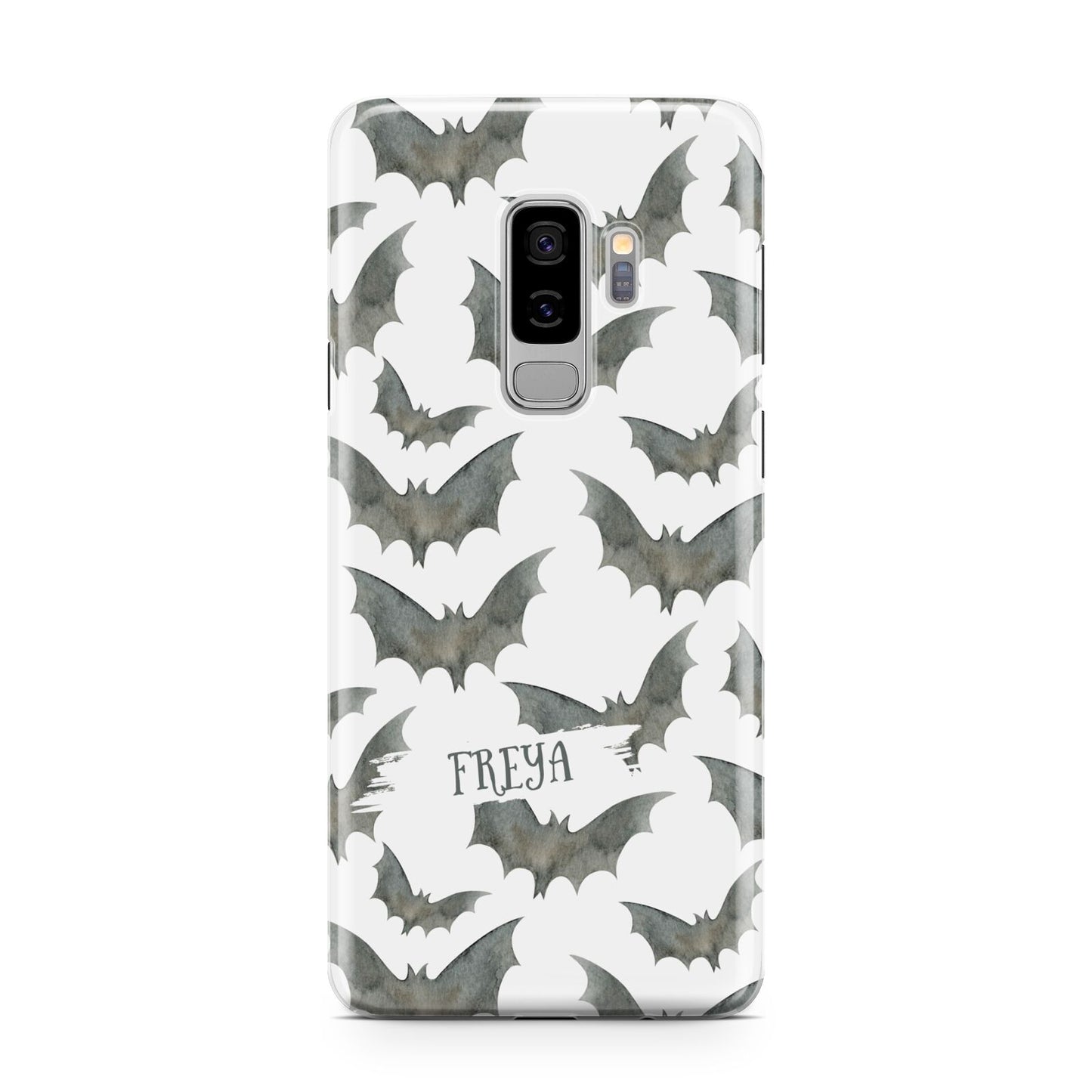 Halloween Bat Cloud Samsung Galaxy S9 Plus Case on Silver phone