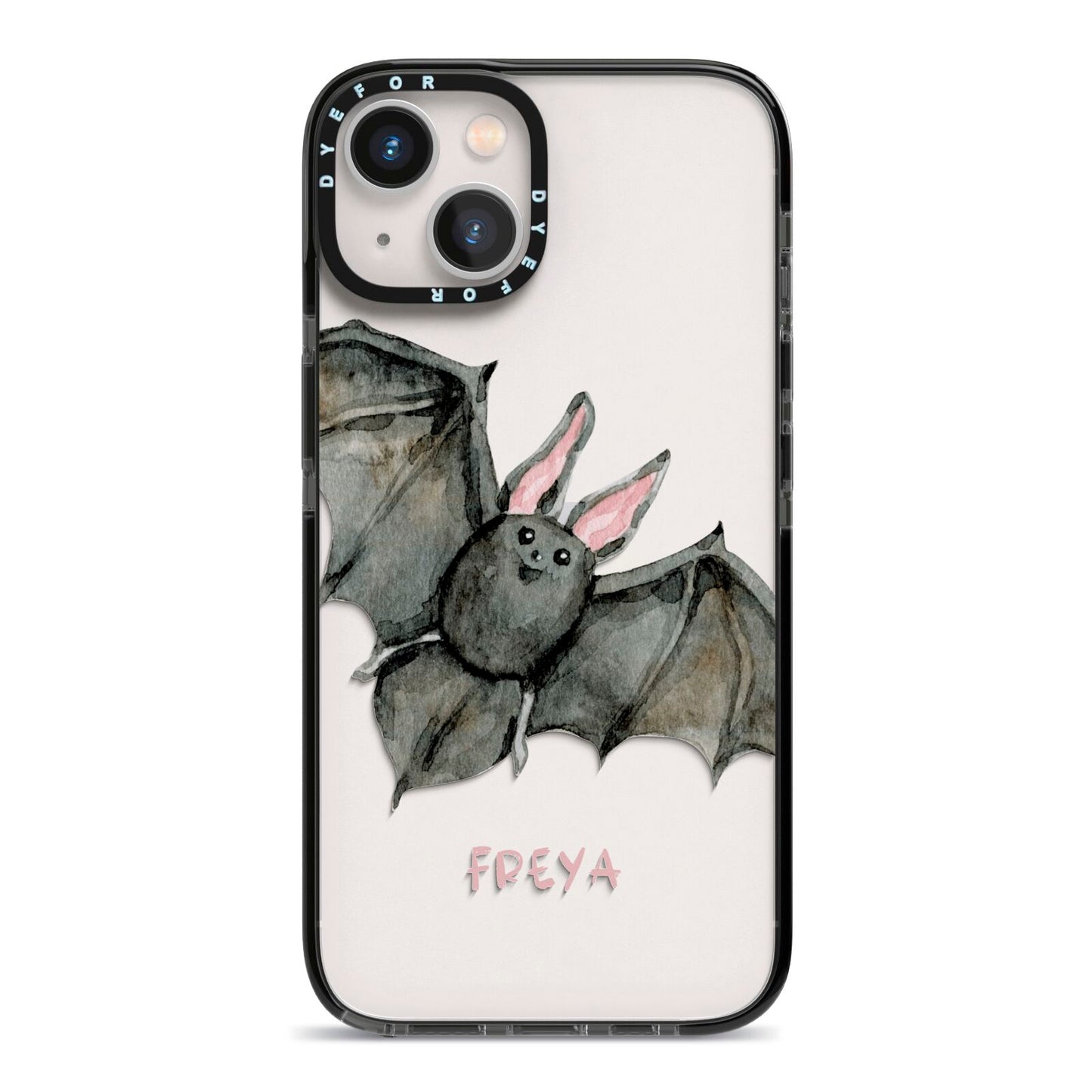 Halloween Bat iPhone 13 Black Impact Case on Silver phone