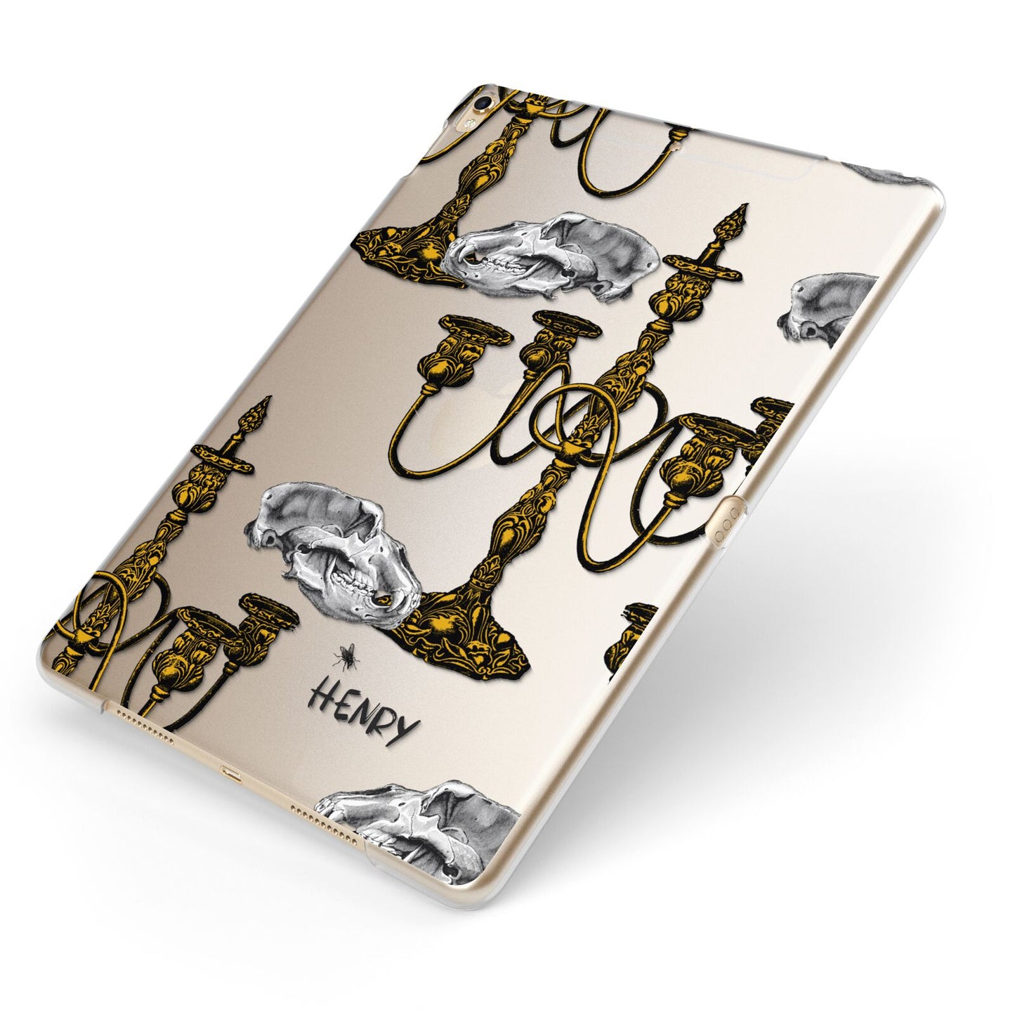 Halloween Candelabra Custom Apple iPad Case on Gold iPad Side View