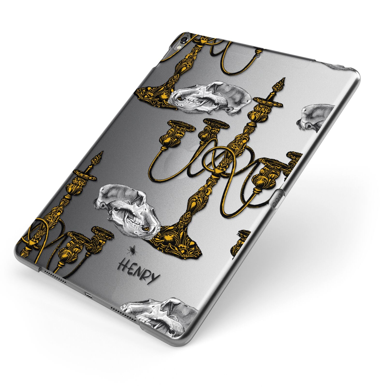 Halloween Candelabra Custom Apple iPad Case on Grey iPad Side View